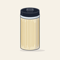 Drawing of a bamboo and steel tumbler with a slide lid