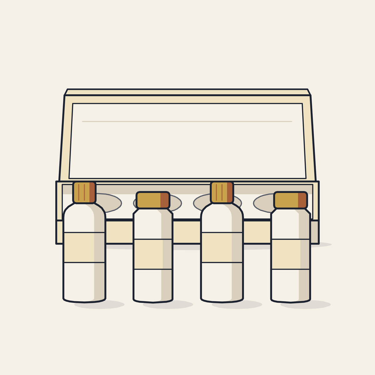 Drawing of four bath and body miniature bottles with their box