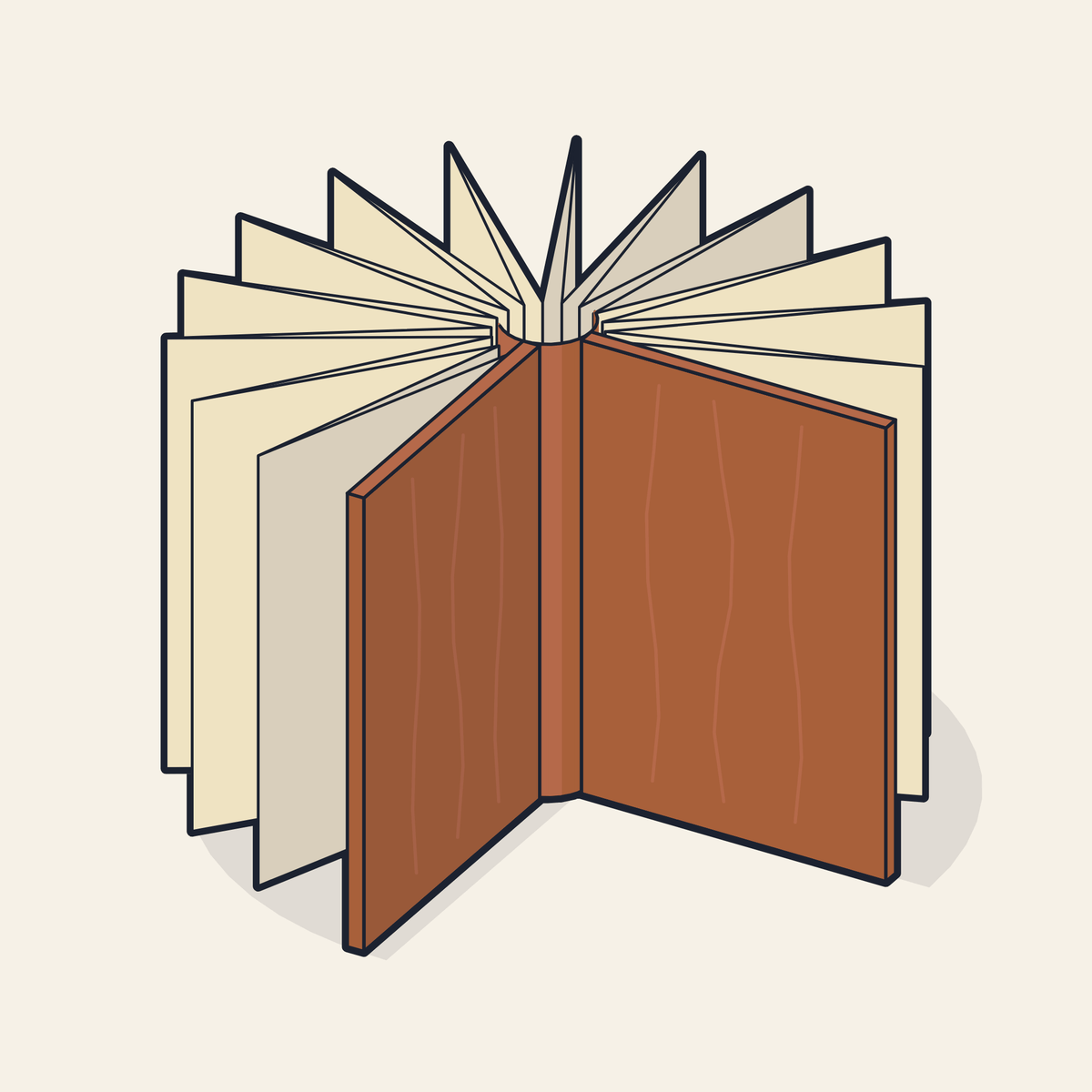 Drawing of a book lamp with wooden covers