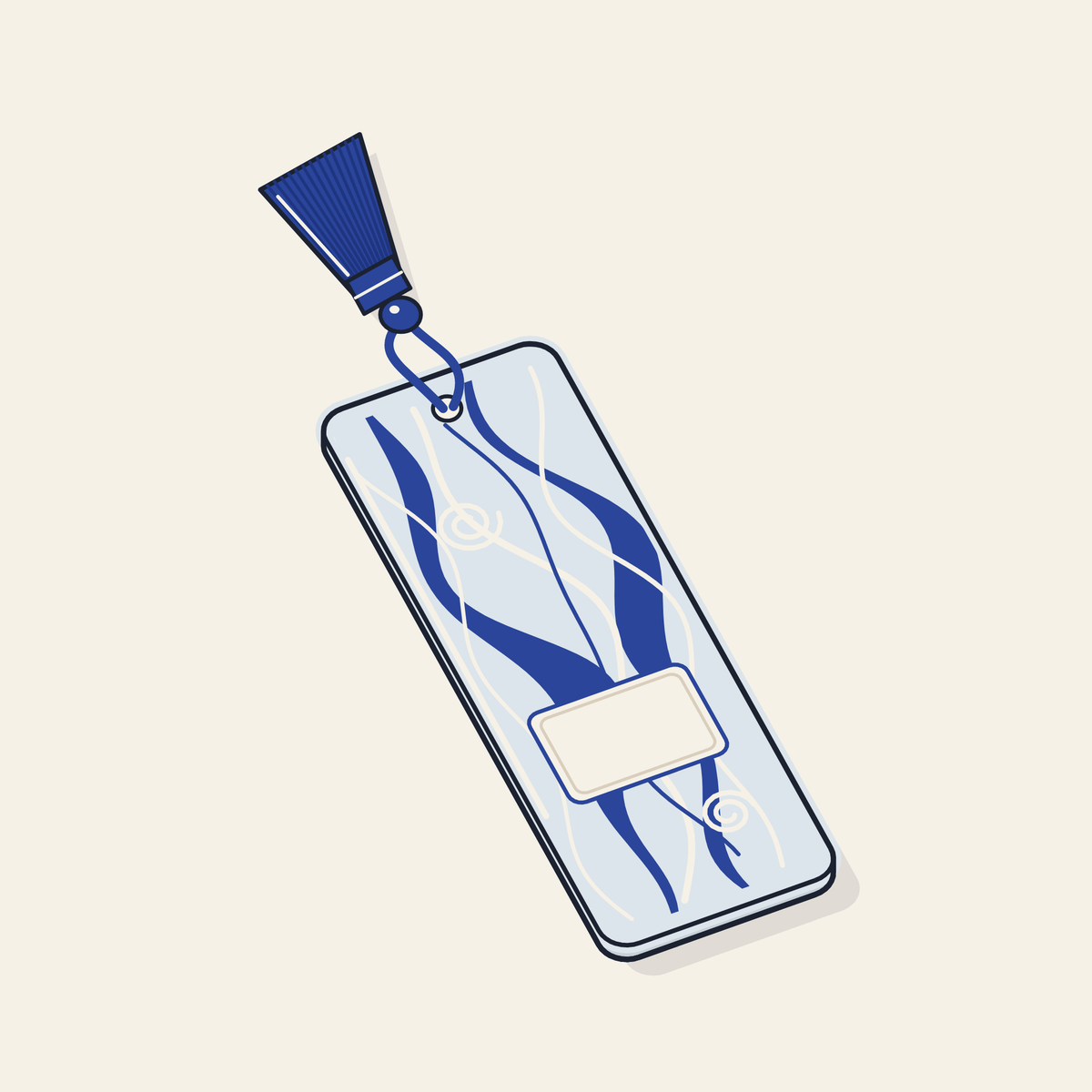 Drawing of a resin bookmark with a tassel