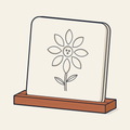 Drawing of a ceramic diffuser tile with a pressed flower motif