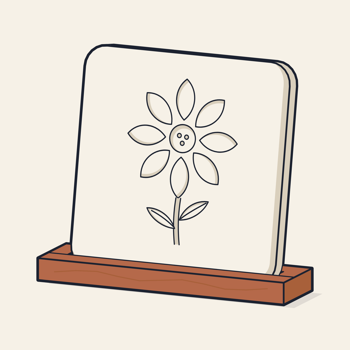 Drawing of a ceramic diffuser tile with a pressed flower motif