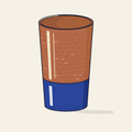 Drawing of a hammered copper tumbler with a blue base