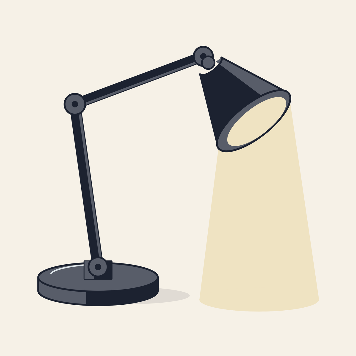 Drawing of a desk lamp with an adjustable arm