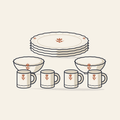 Drawing of a 10-piece opalware dinner set