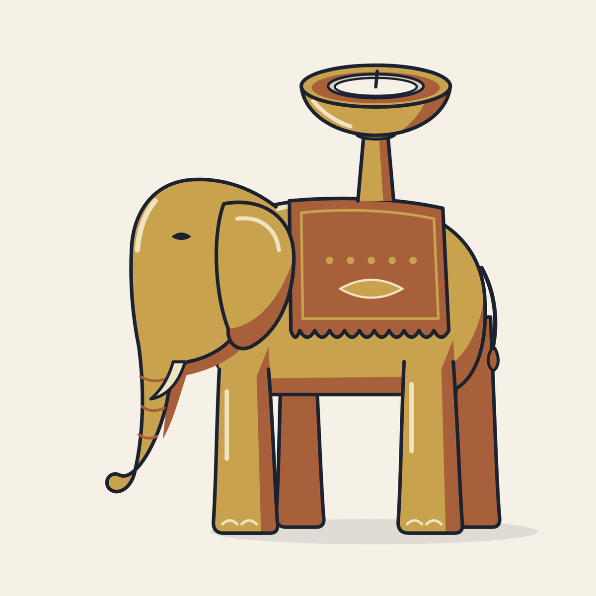 Drawing of an elephant tealight holder