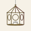 Drawing of a geometric hanging tealight holder