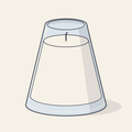 Drawing of a candle in a lampshade-shaped glass jar