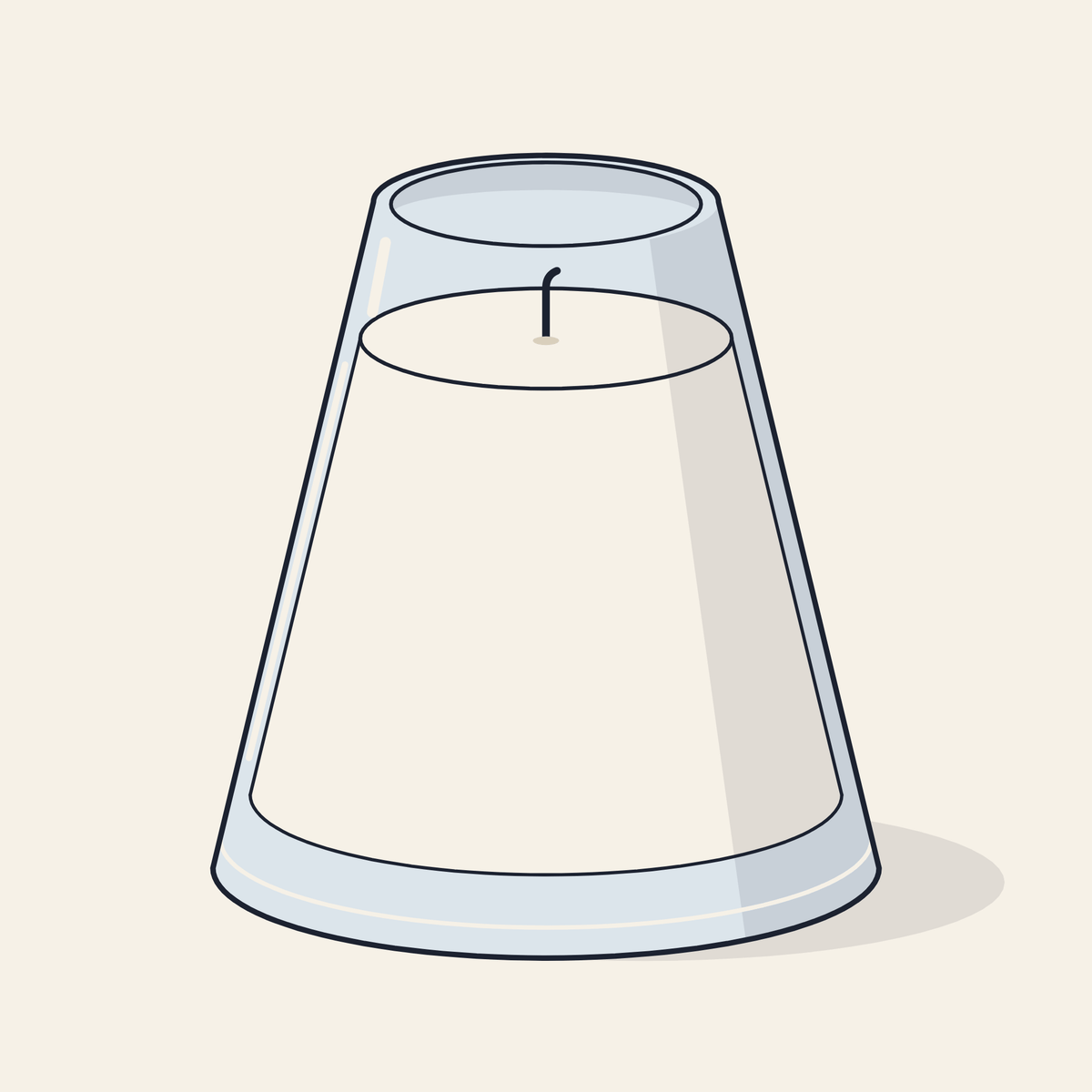 Drawing of a candle in a lampshade-shaped glass jar