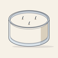 Drawing of a three-wick glass jar candle