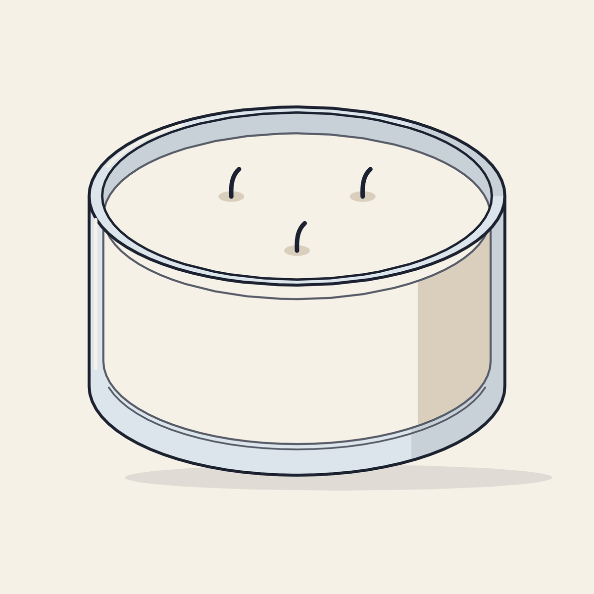 Drawing of a three-wick glass jar candle