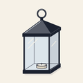 Drawing of a glass-panelled lantern with a top handle
