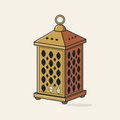 Drawing of a small metal lantern with cut-outs