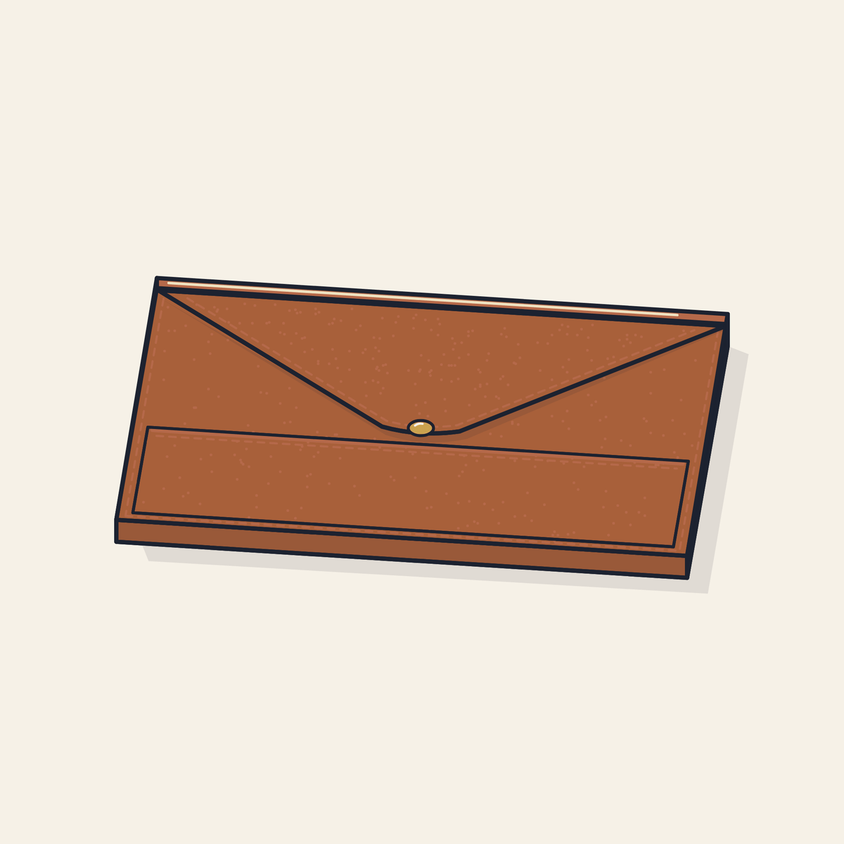 Drawing of a faux leather envelope laptop sleeve