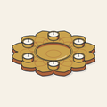 Drawing of a lotus urli with six tealight holders