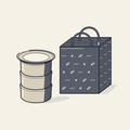 Drawing of an insulated lunch box with a carry bag
