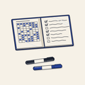 Drawing of a reusable notebook with two markers