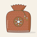 Drawing of a bandhani potli bag with mirror work
