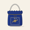 Drawing of a potli bag with a pearl handle