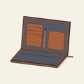 Drawing of a canvas and faux leather tech folio