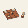 Drawing of a wooden tic-tac-toe set